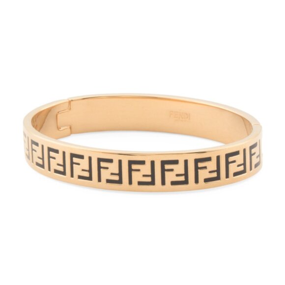 FENDI Made In Italy Gold Plated Logo Bangle Bracelet - Picture 1 of 3